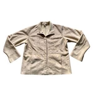 Coldwater Creek Faux Leather Sherpa Lined Women Coat Tan 2x Button Up